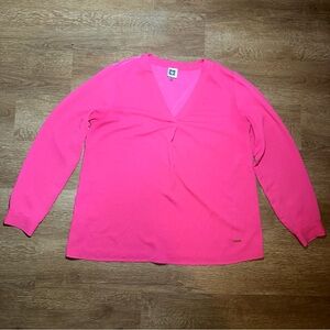 Anne Klein Pink Blouse Long‎ Sleeve Medium